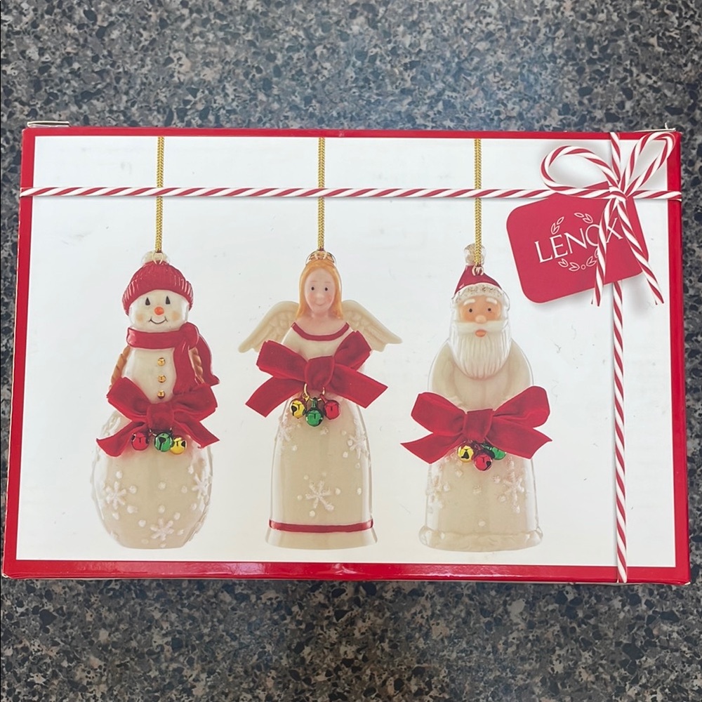 Lenox Red and Cream Holiday Ornaments Angel Collection